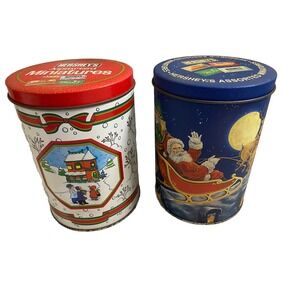 Vintage Hershey's Christmas Tins 1992 1995 Holiday Candy Canister Set